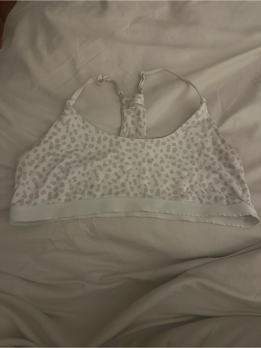 Z Supply White Bralette with Beige Leopard Print